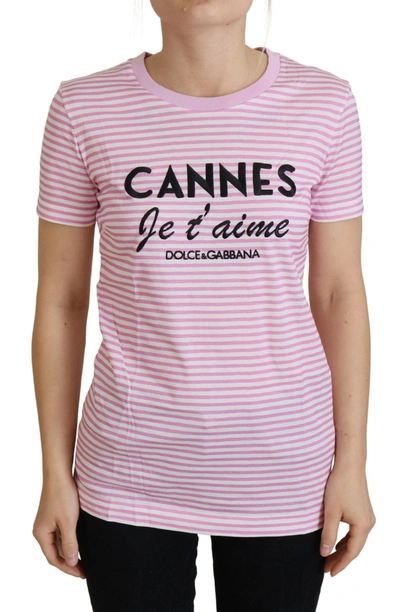 Shop Dolce & Gabbana White Pink Cannes Exclusive T-shirt