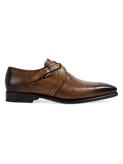 Shop Paul Stuart Men's Galante Crisscross Double Monk Strap Leather Shoes In Tan Calf