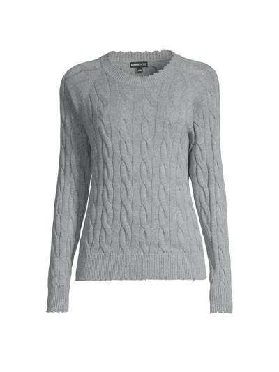 Shop Minnie Rose Women's Cable-knit Sweater In Grey Shadow