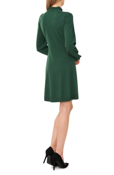 Shop Cece Mock Neck Long Sleeve Fit & Flare Sweater Dress In Alpine Green