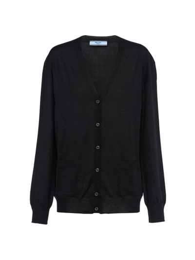 Shop Prada Women's Wool And Cashmere Cardigan In Black