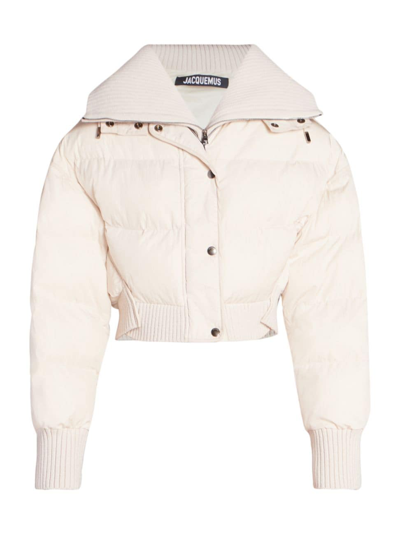 Shop Jacquemus Women's Caraco Quilted Puffer Crop Jacket In Off White