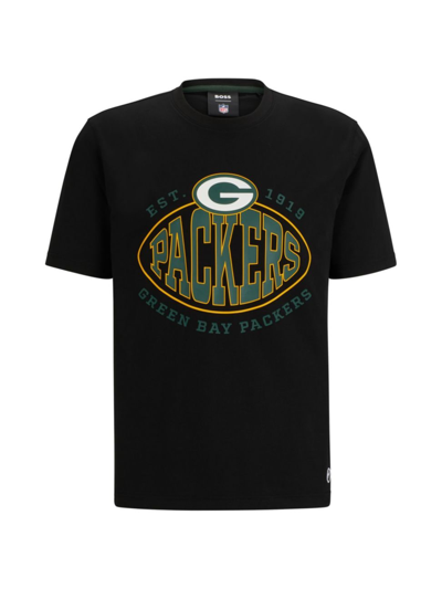 Shop Hugo Boss Men's Boss X Nfl Stretch-cotton T-shirt In Packers Anthrazit