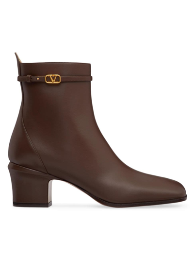 Shop Valentino Women's  Garavani Tan-go Ankle Boots In Calfskin Leather In Brown