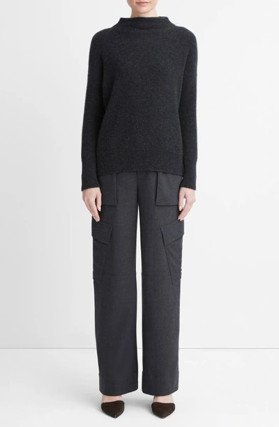 Shop Vince Funnel Neck Cashmere Sweater In Heather Charcoal