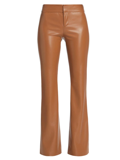 Shop Alice And Olivia Women's Olivia Faux Leather Bootcut Pants In Camel