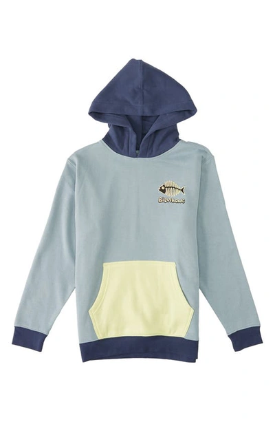 Shop Billabong Kids' United Colorblock Fleece Logo Hoodie In Washed Blue