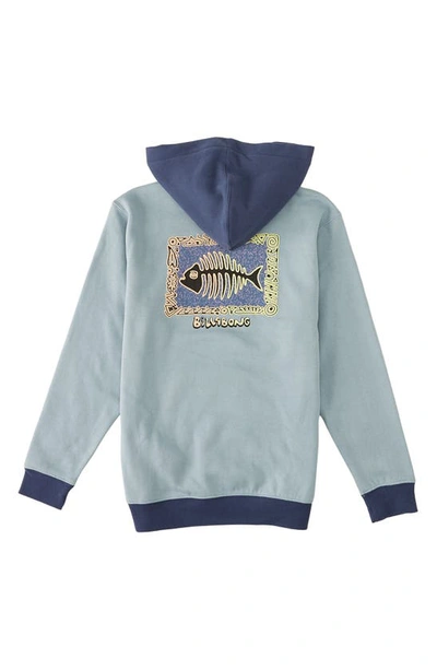 Shop Billabong Kids' United Colorblock Fleece Logo Hoodie In Washed Blue
