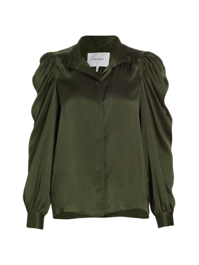 Shop Frame Women's Gillian Silk Puff-sleeve Blouse In Surplus