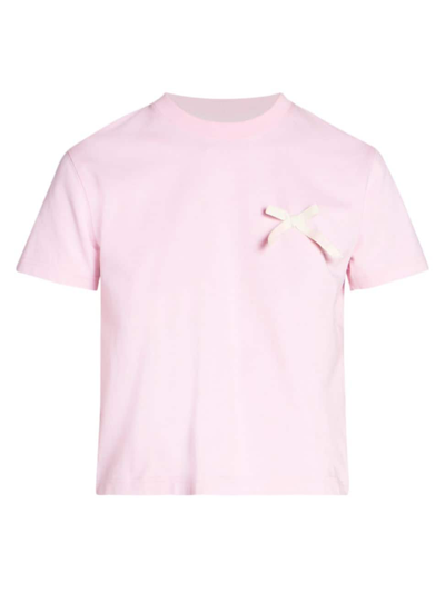 Shop Jacquemus Women's Le Bow Cotton T-shirt In Pink