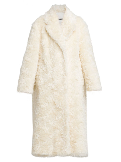Shop Jil Sander Women's Oversized Mohair-cotton Coat In Natural