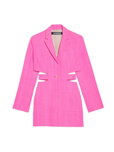 Shop Jacquemus Women's Le Splash Bari Cut-out Blazer Minidress In Pink