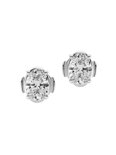 Shop Saks Fifth Avenue Women's 14k White Gold & 2 Tcw Oval Lab-grown Diamond Stud Earrings