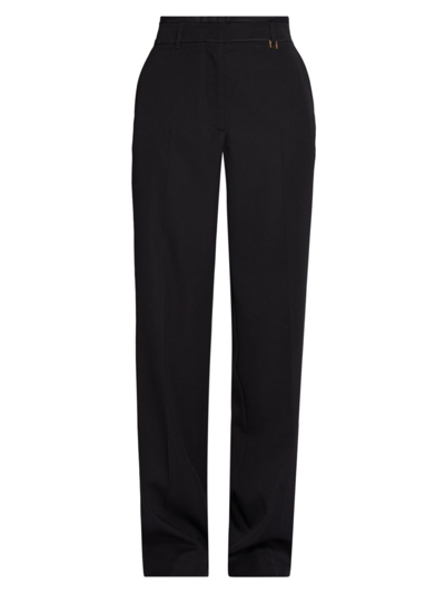 Shop Jacquemus Women's Ficelle Linen-blend Straight Pants In Black
