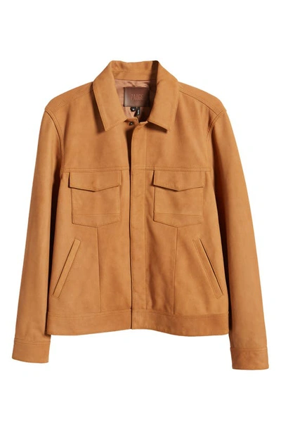 Shop Paige Pedro Leather Shirt Jacket In Antique Spice