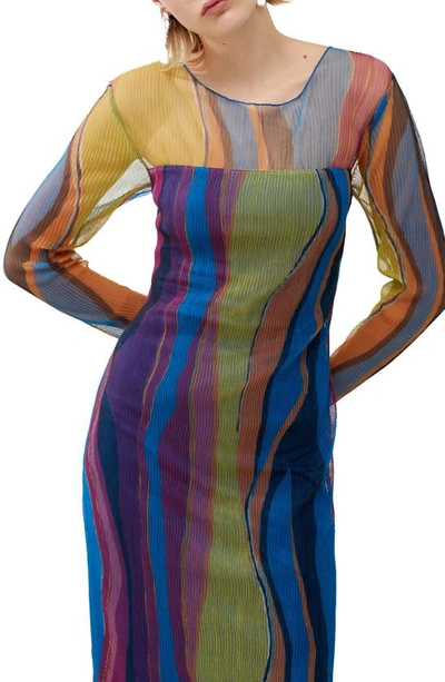 Shop French Connection Saskia Eydie Long Sleeve Maxi Dress In 40-blue Jewel