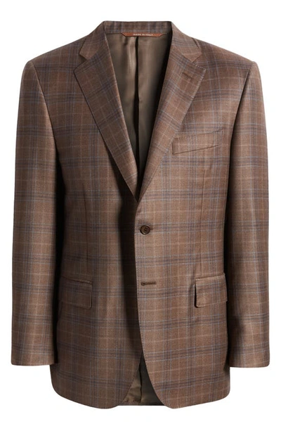Shop Canali Siena Regular Fit Plaid Super 130s Wool Sport Coat In Brown