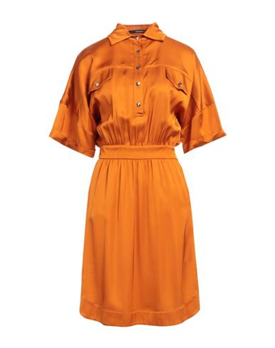 Shop Annarita N Woman Mini Dress Rust Size Xs Polyester, Elastane In Red