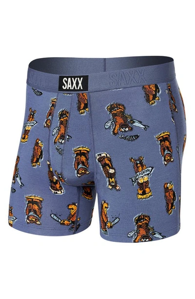 Shop Saxx Vibe Super Soft Slim Fit Boxer Briefs In Stumpy- Blue