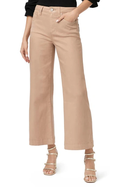 Shop Paige Anessa High Waist Ankle Wide Leg Jeans In French Latte Luxe Coating