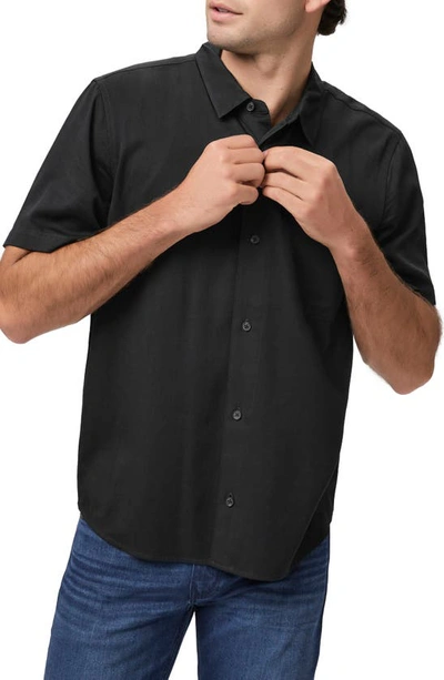 Shop Paige Wilmer Short Sleeve Button-up Shirt In Black