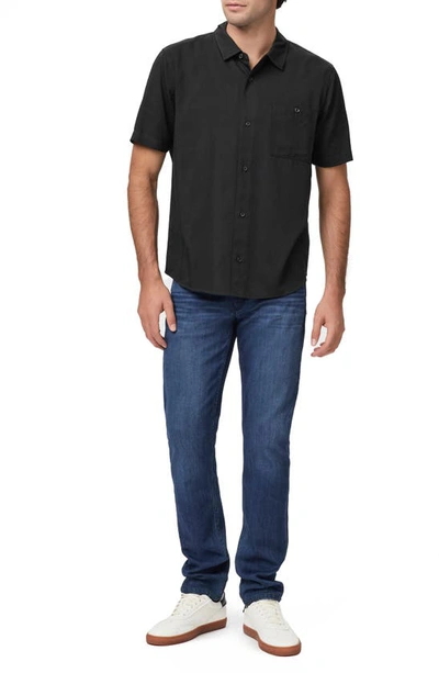 Shop Paige Wilmer Short Sleeve Button-up Shirt In Black