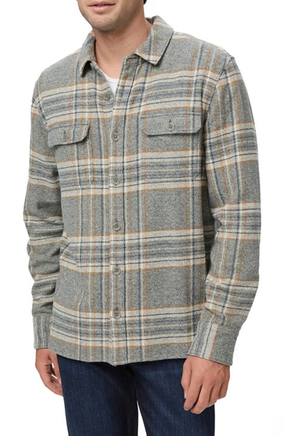 Shop Paige Wilbur Cotton Flannel Overshirt In Smoked Sage