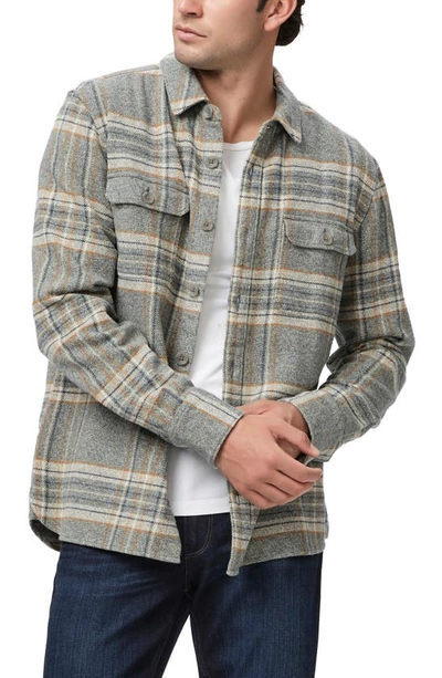 Shop Paige Wilbur Cotton Flannel Overshirt In Smoked Sage