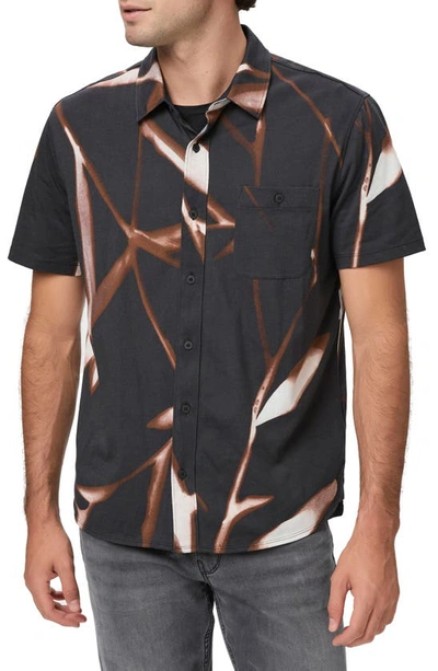 Shop Paige Tillman Short Sleeve Button-up Shirt In Black Cinnamon Multi