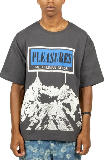 Shop Pleasures Human Needs Heavyweight Graphic T-shirt In Charcoal Grey