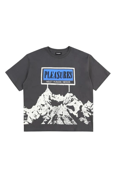 Shop Pleasures Human Needs Heavyweight Graphic T-shirt In Charcoal Grey