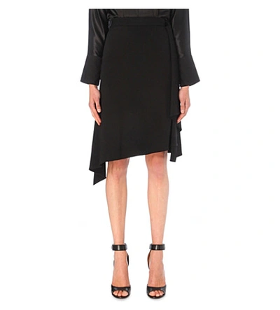 Givenchy Asymmetric Ruffled Stretch-crepe Skirt In Black