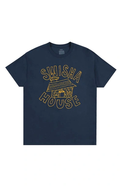 Shop Pleasures X Swisha House Trademark Graphic T-shirt In Harbor Blue