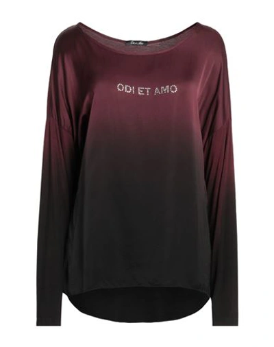 Shop Odi Et Amo Woman T-shirt Burgundy Size L Viscose, Silk In Red