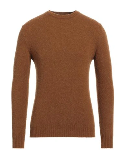 Shop 40weft Man Sweater Camel Size L Acrylic, Nylon, Mohair Wool, Wool, Elastane In Beige