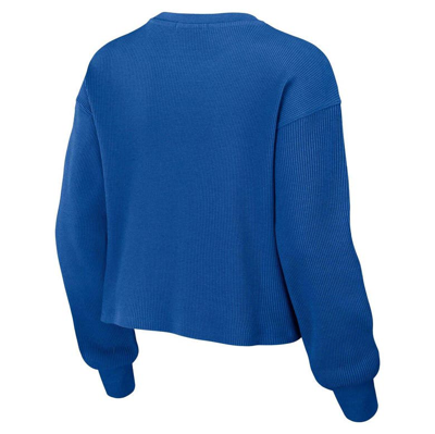 Shop Wear By Erin Andrews Royal Indianapolis Colts Waffle Knit Long Sleeve T-shirt & Shorts Lounge Set