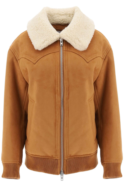 Shop Stand Studio Lillee Eco Shearling Bomber Jacket In Brown