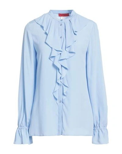 Shop Max & Co . Woman Shirt Sky Blue Size 8 Acetate, Silk