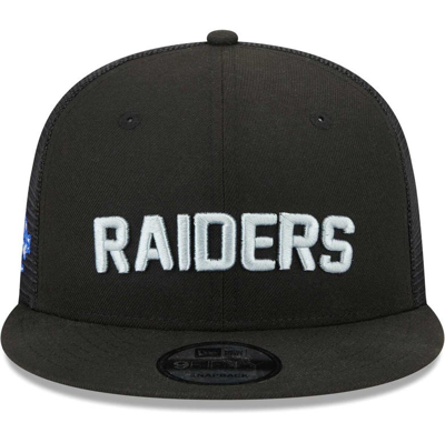 Shop New Era Black Las Vegas Raiders Stacked Trucker 9fifty Snapback Hat