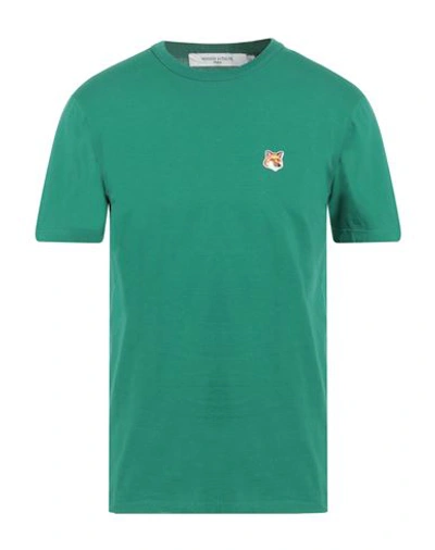 Shop Maison Kitsuné Man T-shirt Emerald Green Size L Cotton
