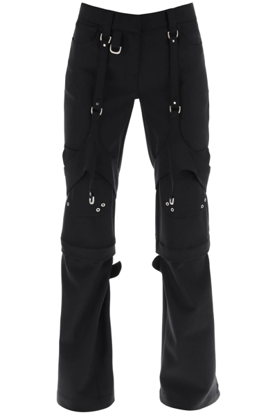 Off-white Stretch Polyester Blend Cargo Pants For Women In Black
