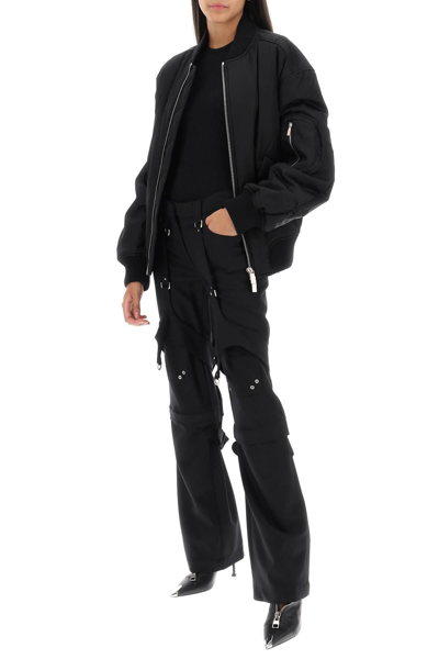 Off-white Stretch Polyester Blend Cargo Pants For Women In Black