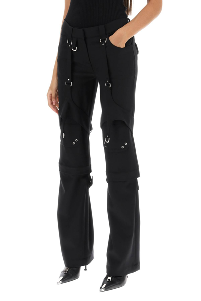 Off-white Stretch Polyester Blend Cargo Pants For Women In Black