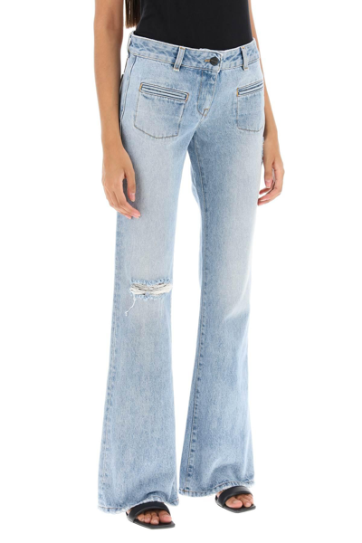 Shop Palm Angels Low-rise Waist Bootcut Jeans In Light Blue