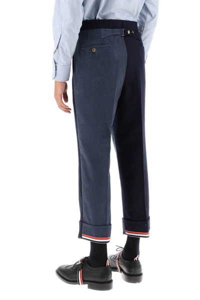 Shop Thom Browne Cuffed Trousers In Funmix Shetland In Blue,grey