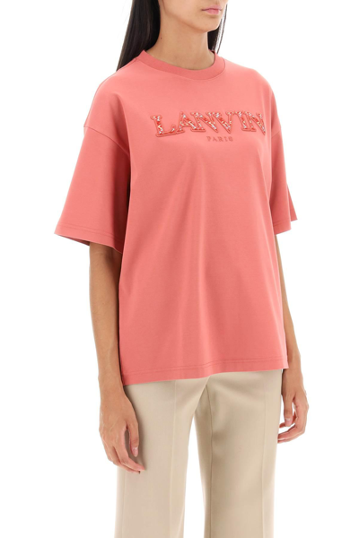 Shop Lanvin Curb Logo Oversized T-shirt In Pink