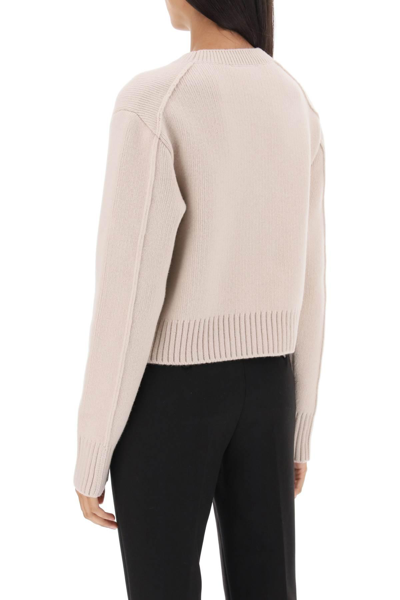 Shop Lanvin Cropped Wool And Cashmere Sweater In Beige
