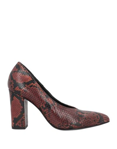 Vivian Woman Pumps Red Size 8 Soft Leather In Red