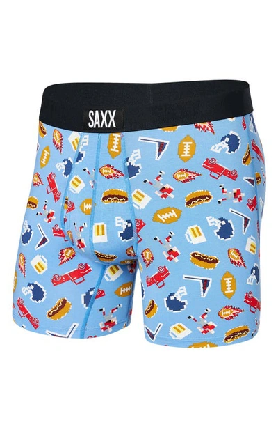Shop Saxx Ultra Supersoft Relaxed Fit Performance Boxer Briefs In Football Gamer- Blue