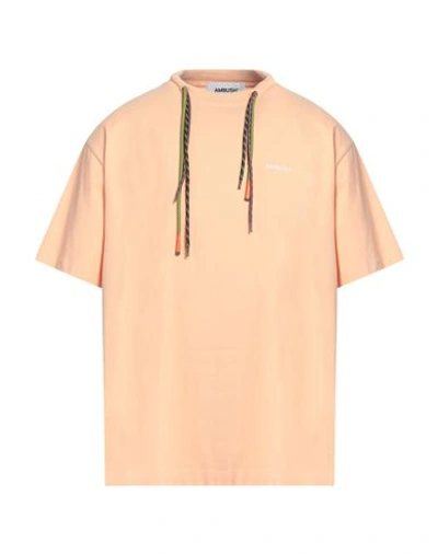 Shop Ambush Man T-shirt Apricot Size Xs Cotton, Polyester In Orange